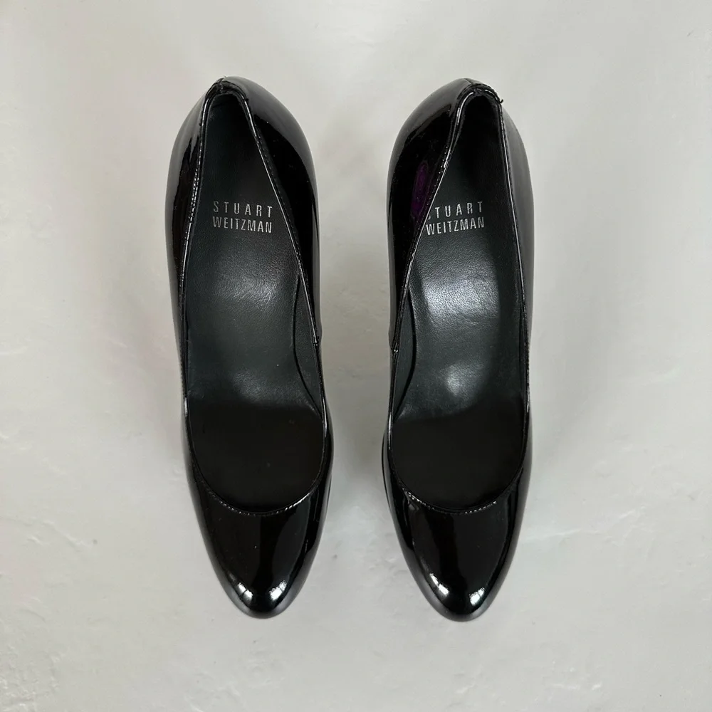 Stuart Weitzman Mae Platform Pumps Black Patent Leather | Size 7